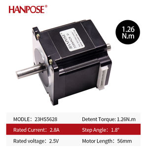 Motor paso a paso Cnc de eje <span class=keywords><strong>HANPOSE</strong></span> 24V 2.8A 126N.CM <span class=keywords><strong>23HS5628</strong></span>-SZ 8mm para fresadora CNC Nema 23 Motor paso a paso de doble eje - Product Image 2