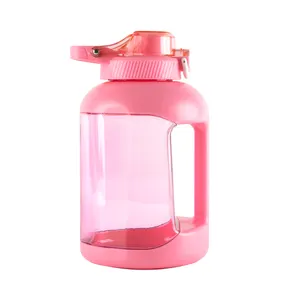 Tritan Sport-botella de agua de paja de plástico con logotipo personalizado, bebida directa, 1500ML, 50OZ, 1,5 l, sin BPA, con marcador de tiempo