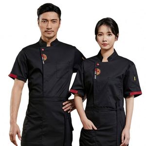 ชุดคลุมครัวสำหรับผู้ชาย กันน้ำ แขนสั้น สำหรับฤดูร้อน เหมาะสำหรับร้านอาหาร ทำอาหาร  รับสกรีนโลโก้ เสื้อเชฟ สีเขียวอมฟ้า - Product Image 1