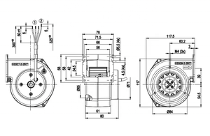 Roulement à billes en acier inoxydable pour haute performance, G2E085-AA01-01, 117,5x116,5mm, 230V AC, 0,14/0,15A, 30W, 2580RPM, 59CFM - Product Image 3