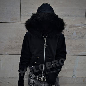 Chaqueta con capucha y cremallera en blanco de piel sintética de algodón de rizo francés 360 420gsm unisex personalizada del fabricante para hombres - Product Image 1