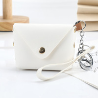 Porte-monnaie en cuir PU couleur unie, mini porte-clés, porte-monnaie à boucle, sac à main, porte-clés créatif