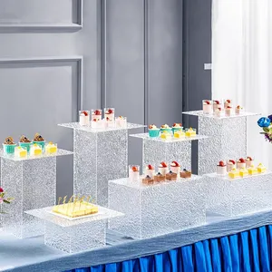 Custom 5 Sides Acrylic Food Cube Riser Dessert Display Stand Square Acrylic Display Stand For Food