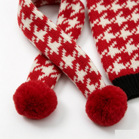 Ensemble de vêtements pour chien en tricot à motif pied-de-poule, 3 pièces, bonnet, écharpe, vêtements chauds d'hiver pour animaux de compagnie