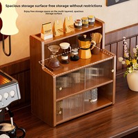 Organisateur de rangement de bureau en bambou moderne, sur pied, durable, à 4 niveaux, anti-poussière, non pliable, pour articles divers de salon, avec porte-gobelets