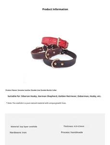 XXS Großes Braunes Hundehalsband mit Doppel-D-Schnalle aus Weichem Echtem Rindsleder für Große Hunderassen - Product Image 2