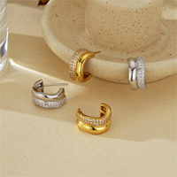 VEWANT Boucles d'oreilles créoles en argent sterling 925 à double couche en forme de vague, plaquées or 18 carats, plaquées rhodium, serties de zircone cubique, bijoux fins