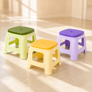Two Tone Plastic Square <b>Stool</b> PP Lightweight Stackable Durable Modern Ottoman Seat Multi Function Entry Bedroom <b>Storage</b> Seating - Product Image 3