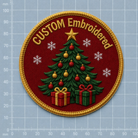 Patch brodé personnalisé de Noël, votre logo, thermocollant, sapin de Noël, cadeau, flocon de neige, badge pour chapeau, veste, sac, OEM