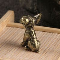 Nouveauté : Bijou en laiton antique en forme de chiot mignon, figurine de thé en laiton pour petites décorations. Pièce