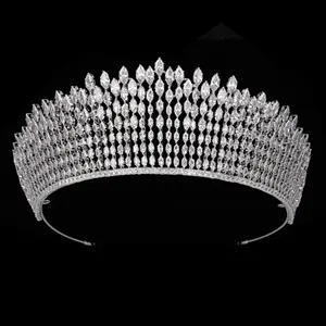 Echsio-Tiara con diamantes de imitación para mujer, corona de cristal, joyería nupcial, accesorios para el cabello para reina, corona garantizada BC6066