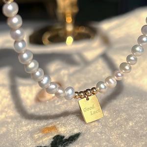 Collier en perles naturelles carrées GoodLuck, personnalisé, tendance, avec un design de niche de luxe léger, style cool - Product Image 5