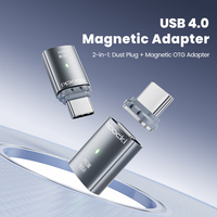 Adaptateur magnétique USB 4.0 Toocki 2 en 1, connecteur OTG Type C avec bouchon anti-poussière pour téléphone, ordinateur portable, tablette