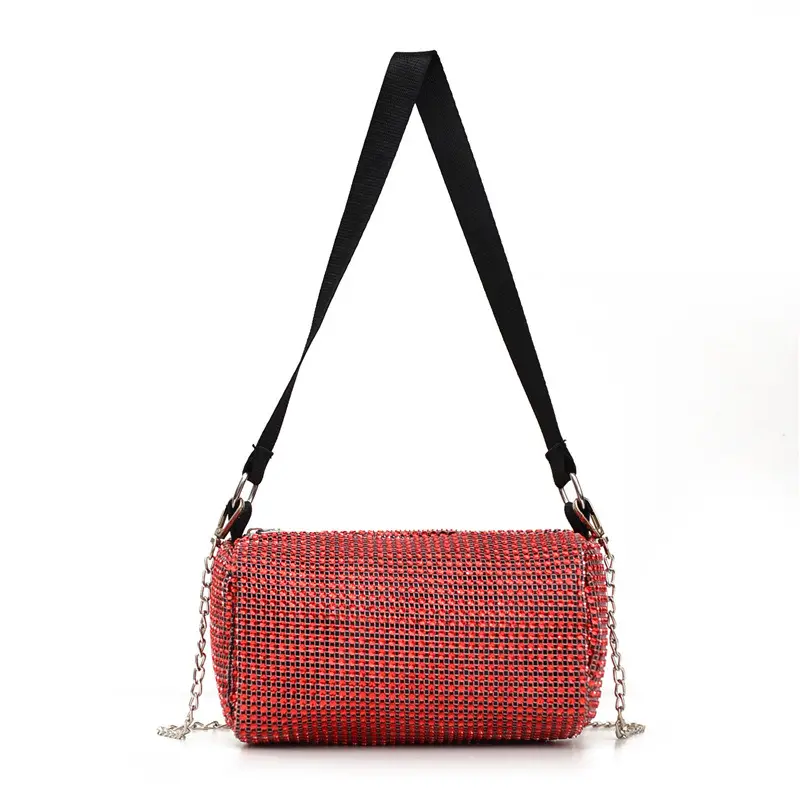 लाल महिलाओं Bling पर्स मिनी शीर्ष संभाल हैंडबैग श्रृंखला के लिए जाल क्लच पार्टी स्फटिक Crossbody बैग