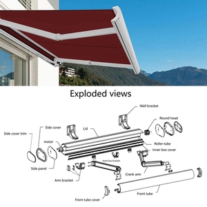 Auvent rétractable motorisé <span class=keywords><strong>Somfy</strong></span> pour terrasse extérieure, avec télécommande, capteurs de vent et de pluie, et éclairage LED - Product Image 5