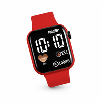 Jam Tangan Olahraga Digital Anak-anak Monitor Denyut Jantung Penghitung Langkah Kalori Jam Tangan Siswa Tali Silikon Merah Hadiah Anak Laki-laki Perempuan