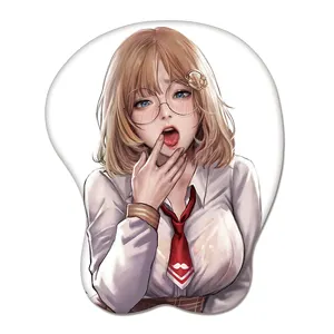 Custom Silicone Gel 3D Anime Wrist Mouse Pads Sexy Cartoon girl Anime 3D Breast Rubber Mouse Pad with Wrist Rest Support