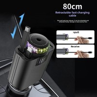 Chargeur de voiture 4-en-1 45W PD en alliage avec diffuseur de parfum, charge rapide, adaptateur de chargeur de téléphone rétractable 5V/2.4A et pulvérisateur d'aromathérapie