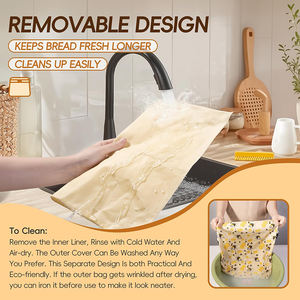 Sac de conservation alimentaire réutilisable pour pain au levain avec doublure amovible en cire d'abeille pour sacs à pain frais en cire d'abeille pour pain fait maison - Product Image 4