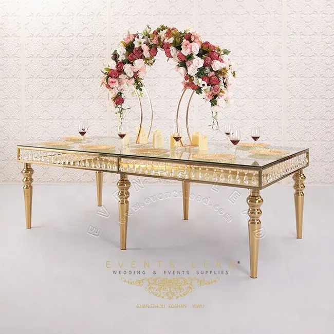 Красивый Блестящий Золотой Прямоугольник GEMMA KAIROS хрустальные столы для вечеринок
