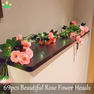 造花ストリングライトローズつるフローラルガーランドライト付きシルクつる結婚披露宴ガーデンホームテーブル壁の装飾 - Product Image 3