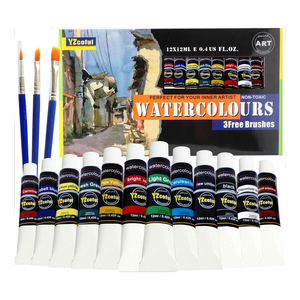 Juego de Pinturas de Acuarela Sólidas EABOR YB-0724 de 12 Colores con 3 Pinceles de 12 ml Cada Uno para Papel, Venta al Por Mayor - Product Image 1