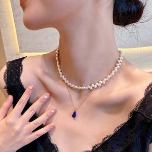 Collier exquis en argent 925, pétales de jardin secret, pour femmes, chaîne de clavicule en perles naturelles polyvalente, pour le travail et le style - Product Image 2