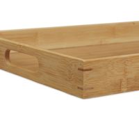 Set Nampan Sajian Bambu Gaya Japandi Mewah Kustom, 2 Buah, Multifungsi untuk Dapur & Ruang Tamu, Penggunaan Makan Malam