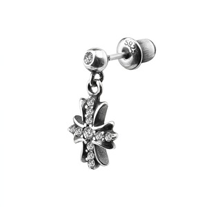 S925 Sterling Silver Cross Drop Earrings With Crystal Inlay For Men Everyday Wear - Product Image 2