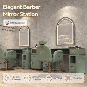 Turri Barber Shop Equipment Muebles Peluquería <span class=keywords><strong>Espejo</strong></span> Estación <span class=keywords><strong>Tocador</strong></span> <span class=keywords><strong>con</strong></span> luz LED <span class=keywords><strong>Espejo</strong></span> y cajones <span class=keywords><strong>para</strong></span> belleza - Product Image 2