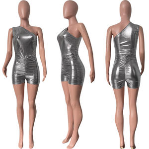 <span class=keywords><strong>Mono</strong></span> corto sin mangas para mujer, peto Sexy de una pieza para Club nocturno, ropa metálica para mujer 2023 - Product Image 4