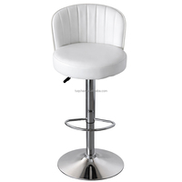 Tabouret de bar TUQ Pure Tone blanc avec assise ronde épaisse pour bar à domicile, chaise de bar contemporaine blanche avec dossier