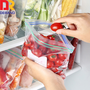 Double zip lock grip seal bag PE resealable freezer fruit storage sandwich zip lock bags