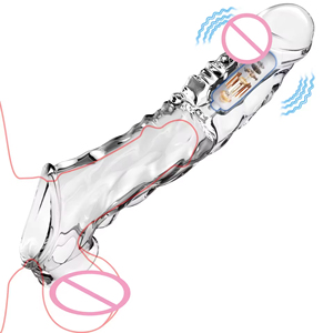 Best-selling men's transparent mace <b>vibrating</b> crystal set softcore couple toys sex toys with strong comfort - Product Image 1