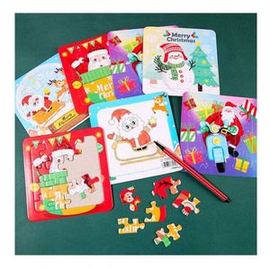 Rompecabezas Navideño para Niños, Rompecabezas de Papel Hecho a Mano con Diseño de Papá Noel, Mini Rompecabezas para Primaria - Product Image 1