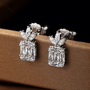 Dylam <b>Top</b> End Sparkling Stunning Women Jewelry S925 Silver Diamond 5A CZ Cubic Zircon Zirconia Baguette Pineapple Stud <b>Earrings</b> - Product Image 4