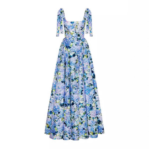 Vestido de noche con estampado floral y hombros descubiertos, cintura imperio, vestido largo formal para mujer - Product Image 3