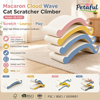 Petaful Macaron Wave Corrugated Cat Scratcher Lounge Bed Durable Wear-Resistant Scratching Pad Rest Sofa Furniture Protector