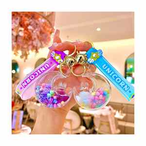 2024 New Arrival Cartoon Cute <b>Rabbit</b> Moon Liquid Keychain Crystal Flowing Sand Bottle Luminous Keyring Car Key Bag Pendant Gifts - Product Image 1