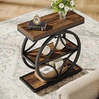 Table console moderne convertible pour salon, gain de place, table en métal noir durable, étagère à 3 niveaux pour rangement, table d'appoint en bois