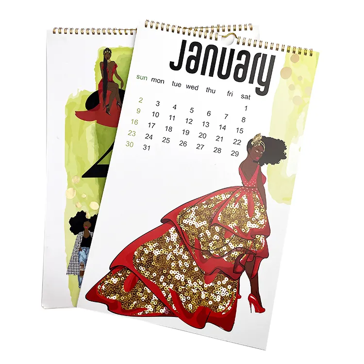 Promoção personalizada moldura da foto, calendário do escritório barato ponto espiral impressão diária mensal de parede