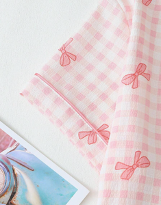 <span class=keywords><strong>Pigiama</strong></span> a Righe con Fiocco <span class=keywords><strong>Rosa</strong></span>, Abbigliamento da Notte Estivo per Donna, Set <span class=keywords><strong>Pigiama</strong></span> con Stampa Grafica per Ragazze - Product Image 5