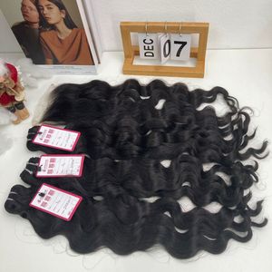 Natural Hair Extensions Bundles Raw Virgin Cuticle Aligned Vietnamese Hair Virgin <b>Body</b> <b>Wave</b> With HD 5*5 Closure - Product Image 5