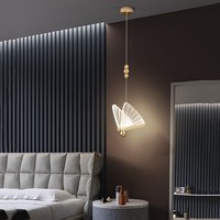 JACKSUN-Lampe suspendue dorée en forme de papillon, luminaire à LED 4W pour îlots de cuisine, chambre à coucher, salle à manger