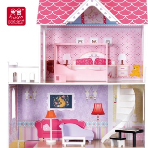 Set di mobili in legno per bambini <span class=keywords><strong>rosa</strong></span> grande casa delle bambole in legno per bambine - Product Image 3