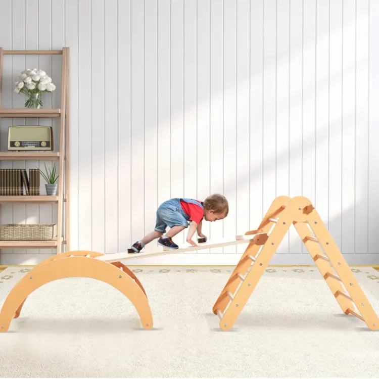 Montessori Pickler Triangle Set wooden climbing frame Indoor Wooden climbing Gym For Kids