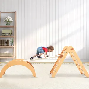 Montessori Pickler Triangle Set Wooden Climbing Frame Indoor Wooden Climbing Gym For Kids