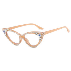 2023 New Cat Eye Diamond Flat Mirror <span class=keywords><strong>Party</strong></span> Dekorative Brillen rahmen Mode Frauen Strass Brille - Product Image 5