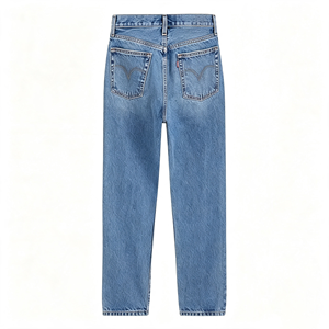 Jeans de Mujer de Cintura Alta, Corte Recto, 100% Algodón, Cierre de Botones, Estilo Clásico - Product Image 3