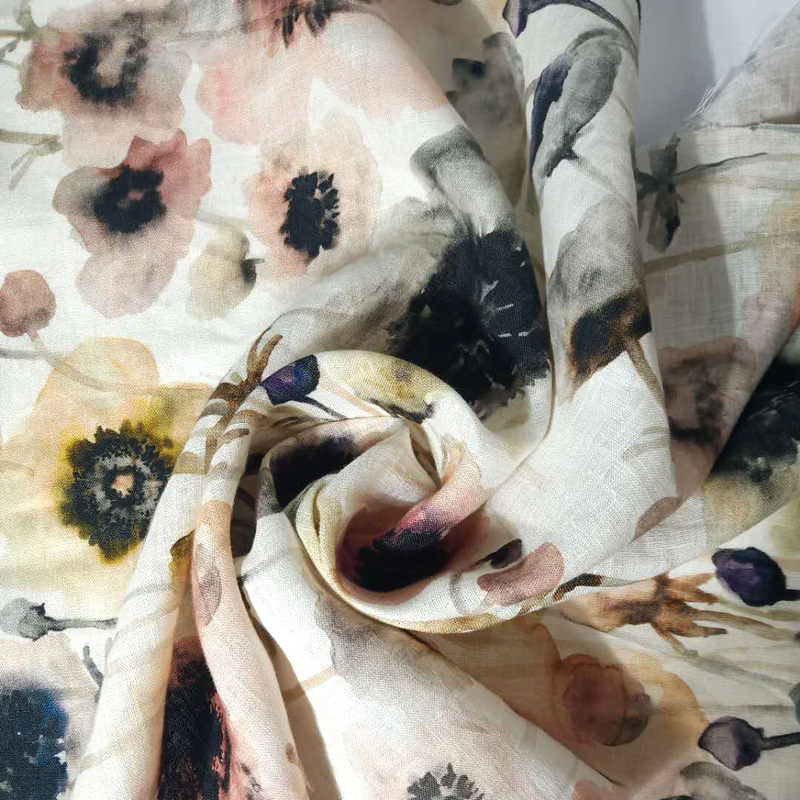 Льняная ткань с цифровым принтом